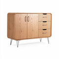 Wooden sideboard with doors and drawers 120 x 40 x 80cm in natural finish