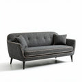 Two-seat sofa with contemporary design and gray woven fabric upholstery