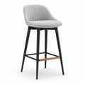 Grey upholstered bar stool with metal legs and wood accents 45 x 45 x 100cm